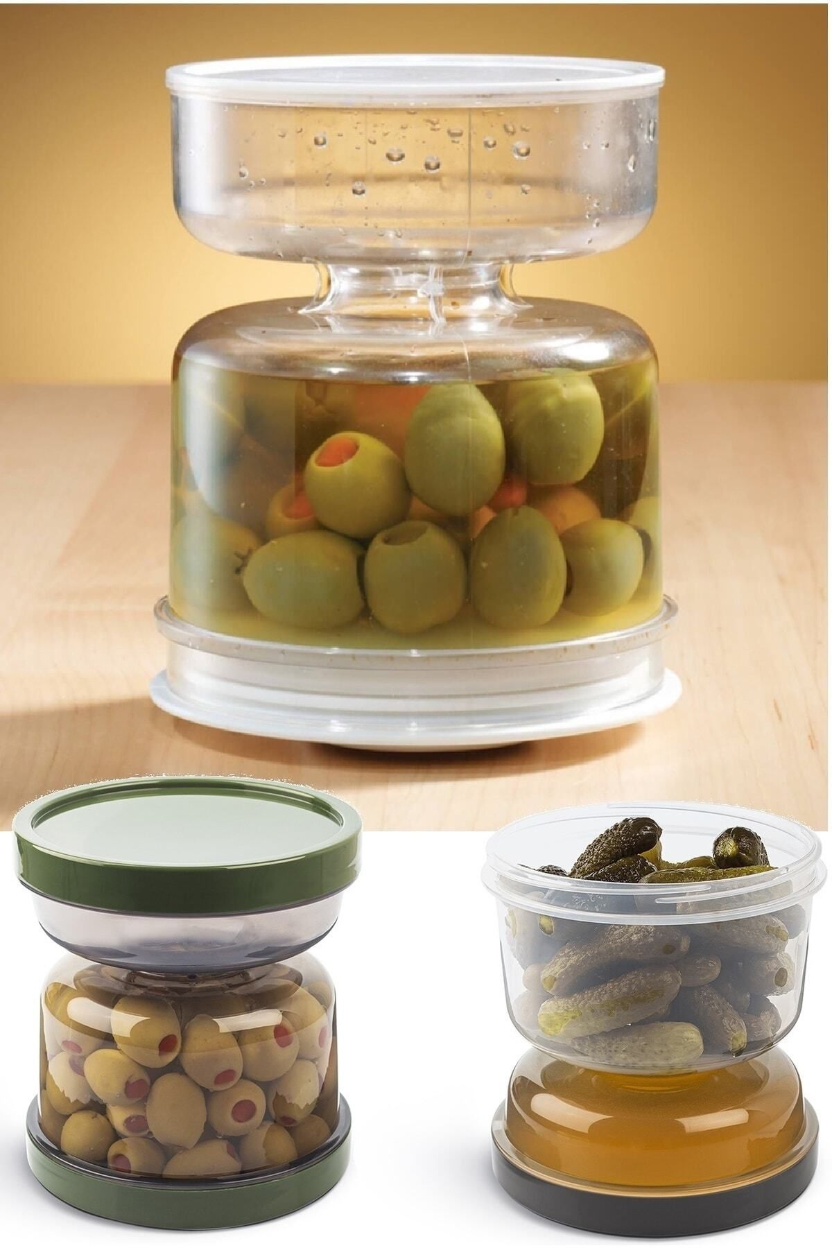 DEKORANLA Şeffaf Kapaklı Saklama Kabı, Zeytin, Turşu ve Peynir için ideal saklama çözümü