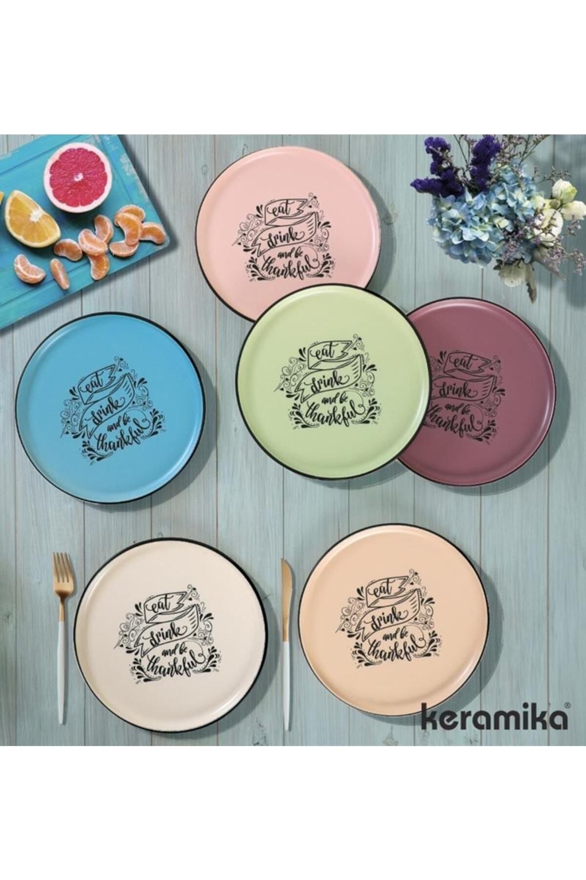 DEKORANLA 6'lı Çay Saati-Pasta Tabağı Seti, Mat Bordo Renkli, Şık ve Dayanıklı Tasarım