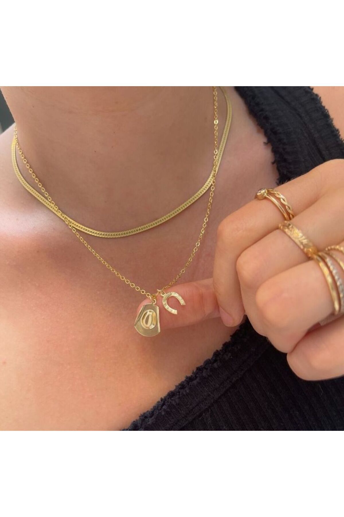 Mojo Jewellery Kararma Yapmayan Çelik Kovboy Şapkası & Nal Kolye