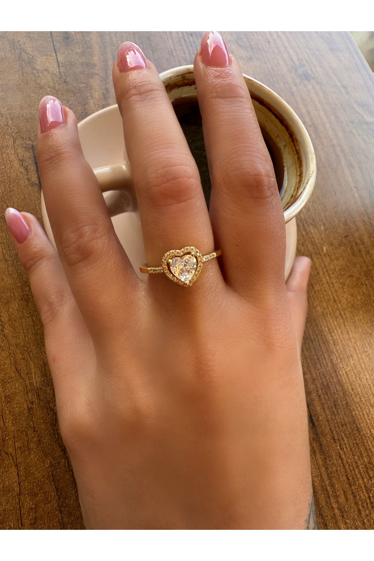 HeyYou Jewelry Ayarlanabilir kalp yüzük