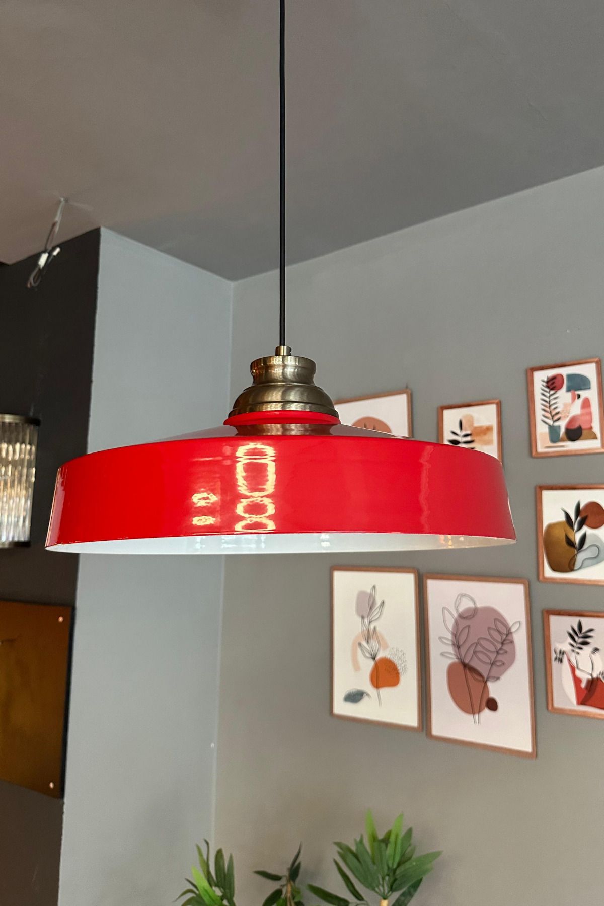 DEKORANLA Kırmızı Eskitme Kum Saati Avize, Retro Sarkıt, Ofis ve Salon Dekoru