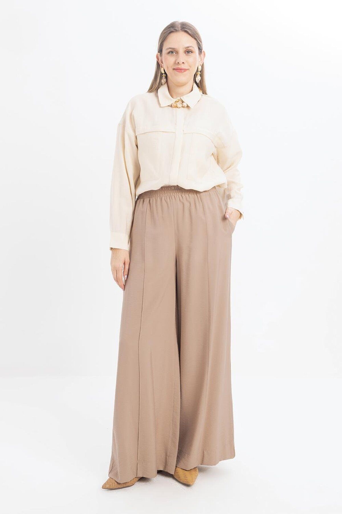 ALLDAY-Mink-Wide Leg Pants with Elastic Waist 2