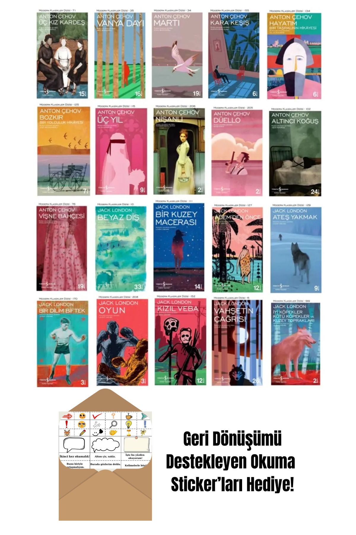 TÜRKİYE İŞ BANKASI KÜLTÜR YAYINLARI Modern Klasikler Serisi 20 Kitap Set + Okuma Sticker'ları