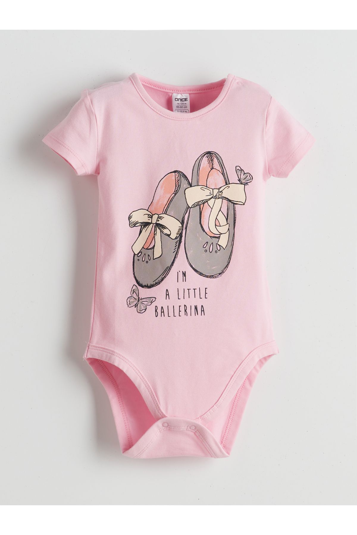 LC Waikiki Bisiklet Yaka Baskılı Kız Bebek Çıtçıtlı Bodysuit