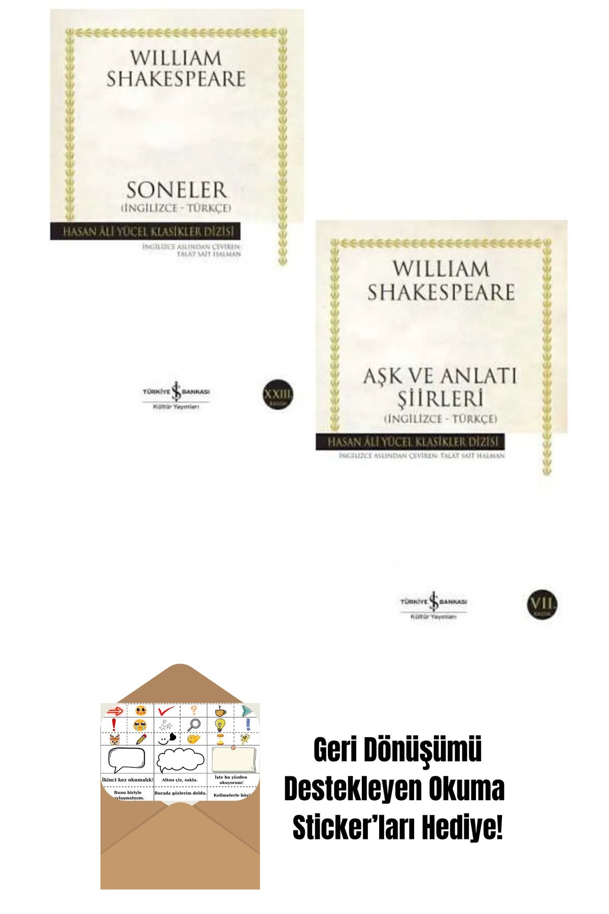 TÜRKİYE İŞ BANKASI KÜLTÜR YAYINLARI William Shakespeare 2'li Şiir Seti + Okuma Sticker'ları