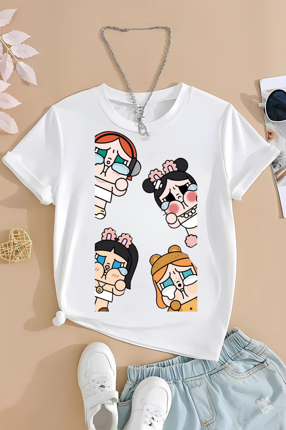 MECH BUTİK Cry Baby Baskılı Siyah/Beyaz Kadın/Erkek Tişört T-shirt