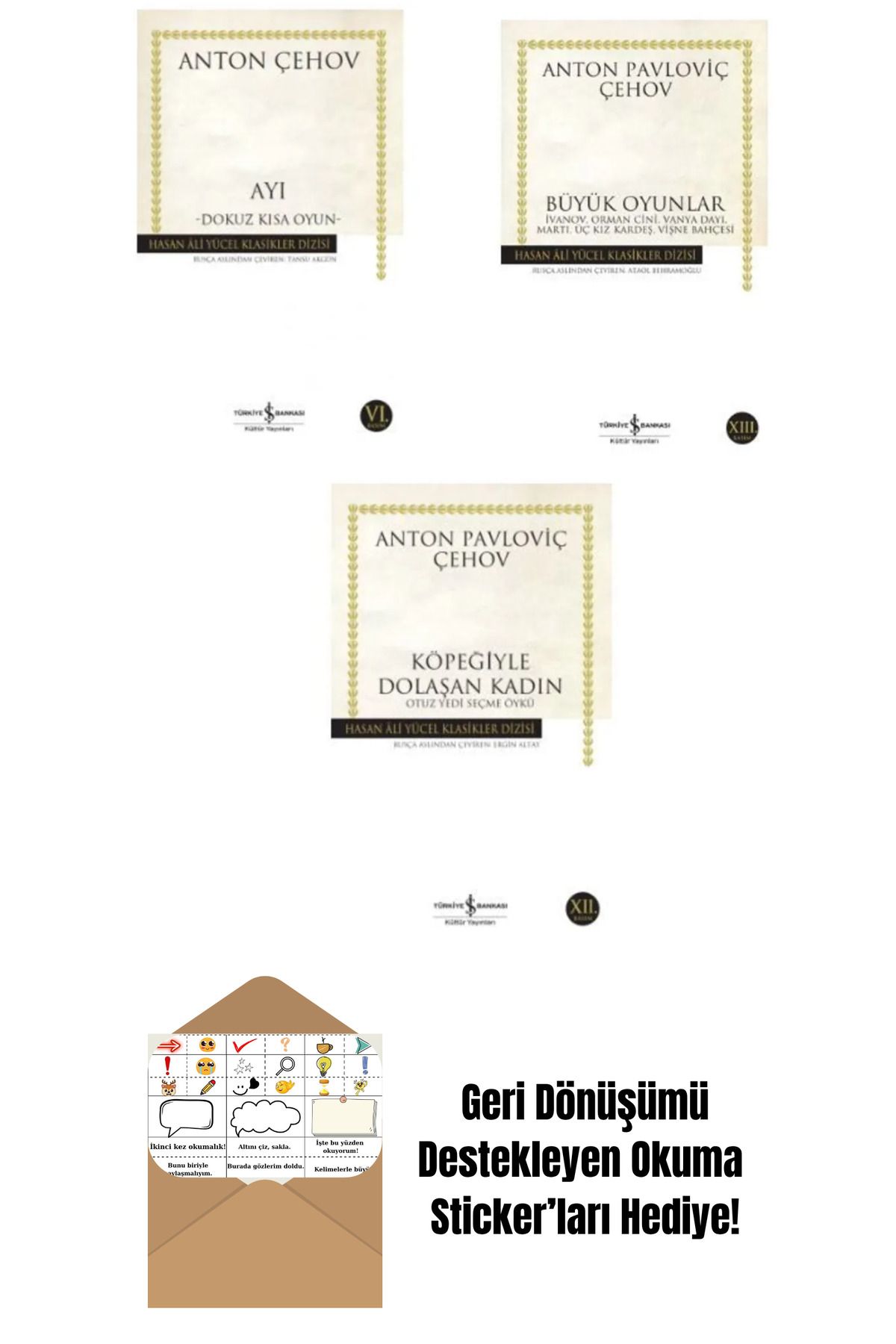 TÜRKİYE İŞ BANKASI KÜLTÜR YAYINLARI Çehov 3 Kitap Set + Okuma Sticker'ları