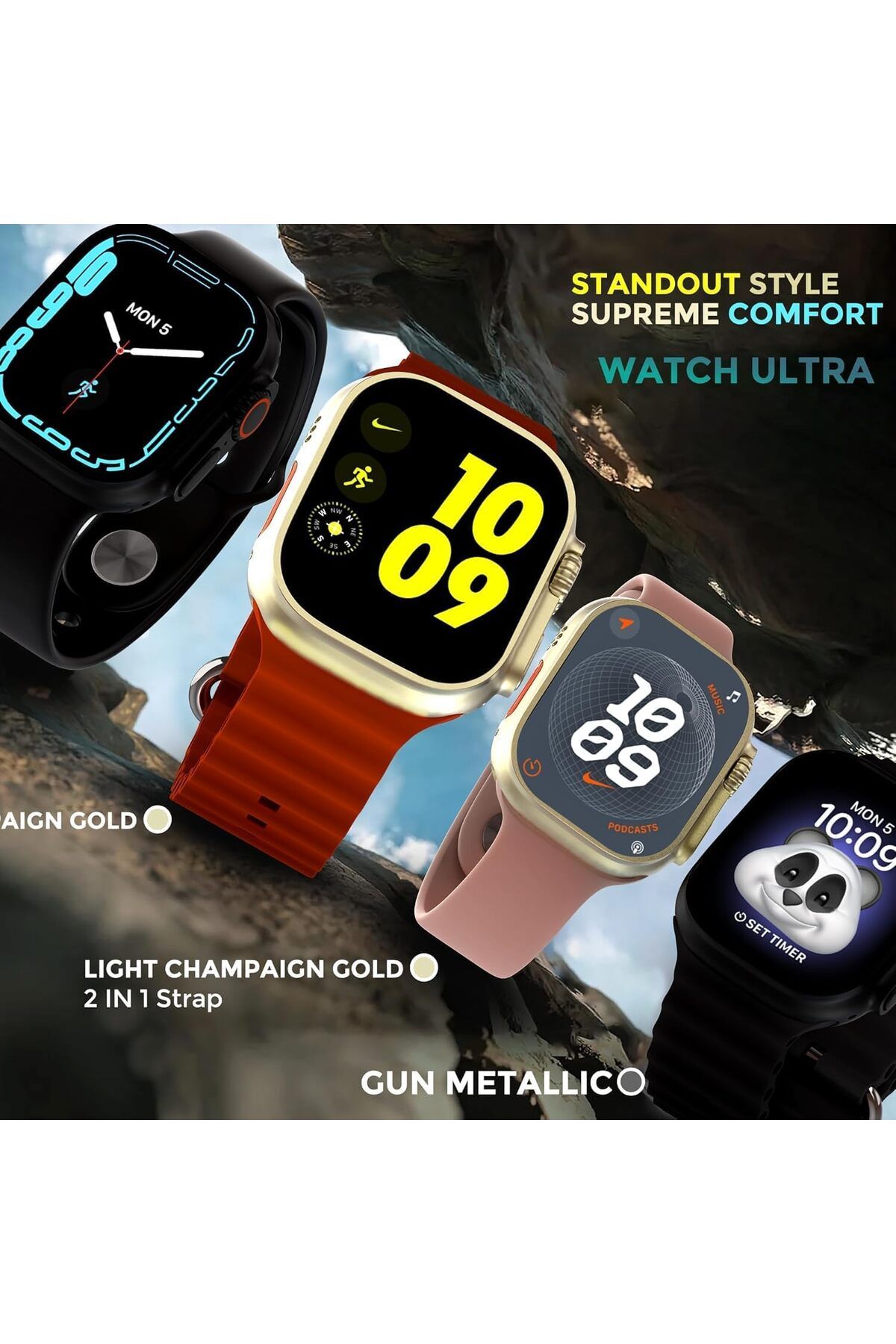 Faster-Smart Watch Nerv Ultra - AMOLED Display 2.04" Always On - Fitness Tracker with Heart Rate Mon 3