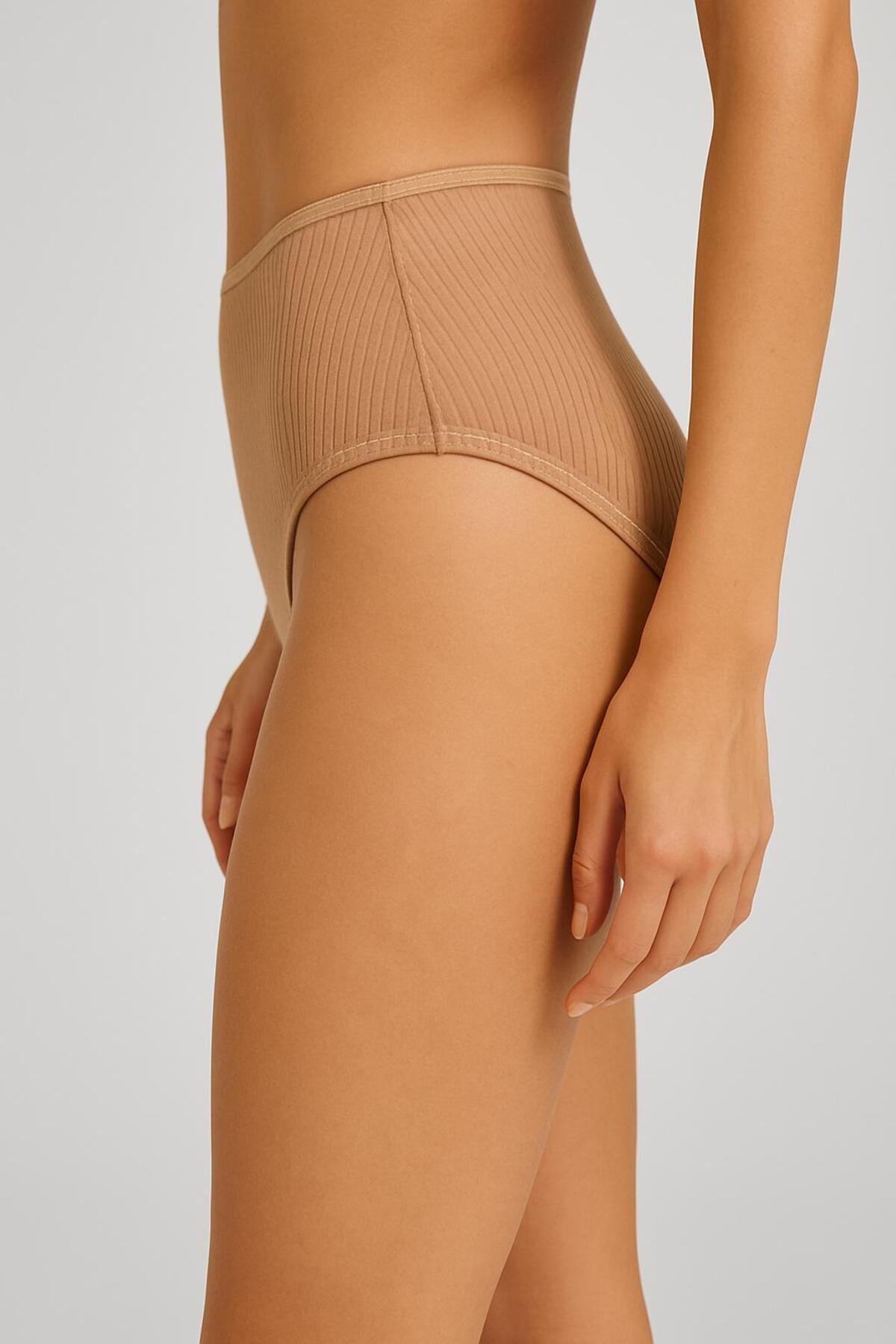 Pierre Cardin 5'li Ekonomik Paket 2905 Fitilli Yüksek Bel Pamuklu Basic Slip Külot görsel 5