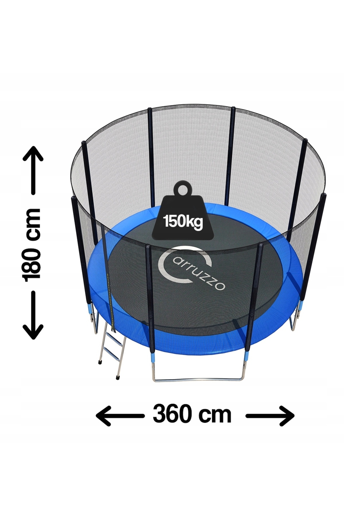 SERSIMO-Caruzzo trampoline, with external protective net, 366 cm, 150kg 8