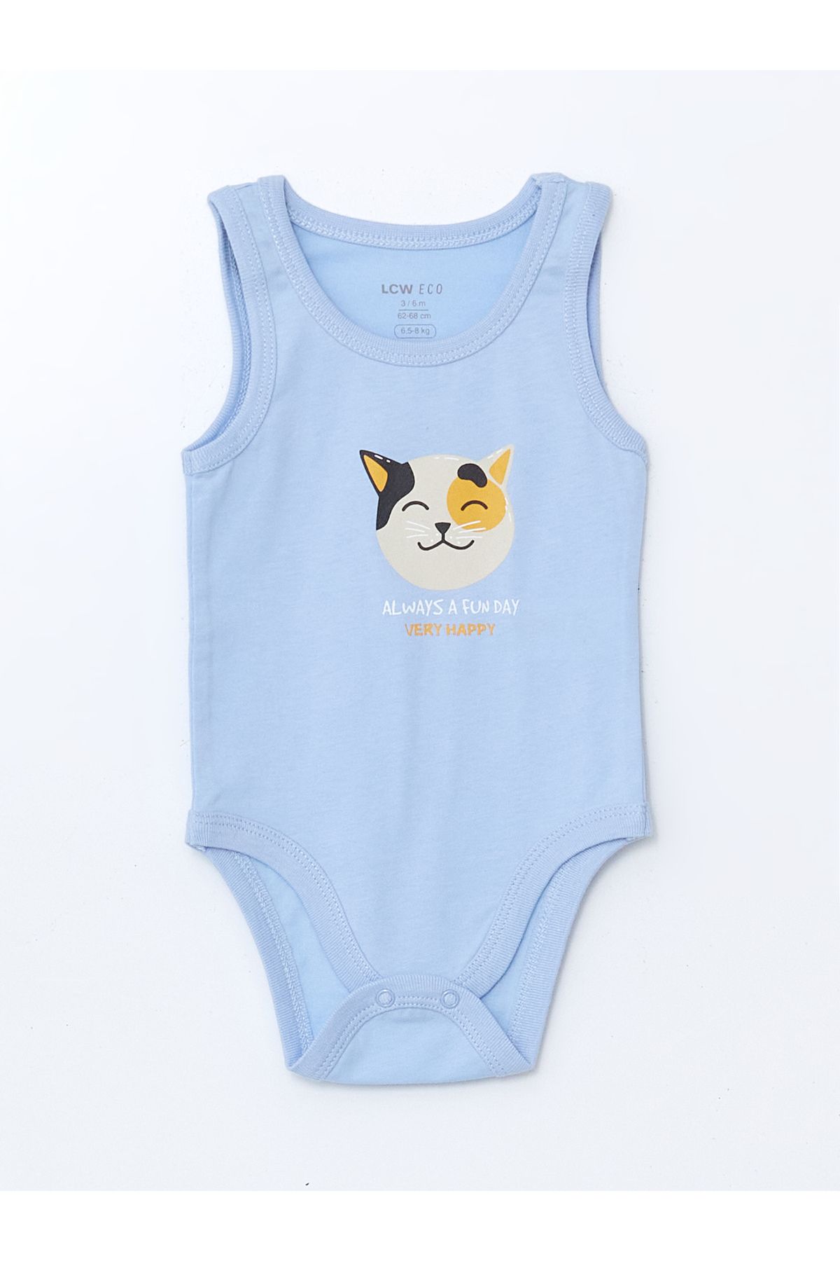 LC Waikiki Bisiklet Yaka Baskılı Erkek Bebek Çıtçıtlı Bodysuit