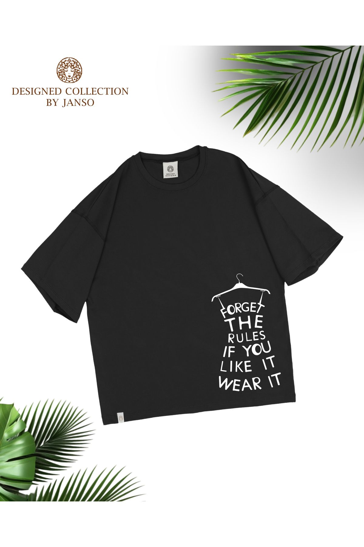 JANSO GROUP - ERKEK PAMUKLU BASKILI FORGET THE RULES TSHIRT OVERSİZE BÜYÜK BEDEN