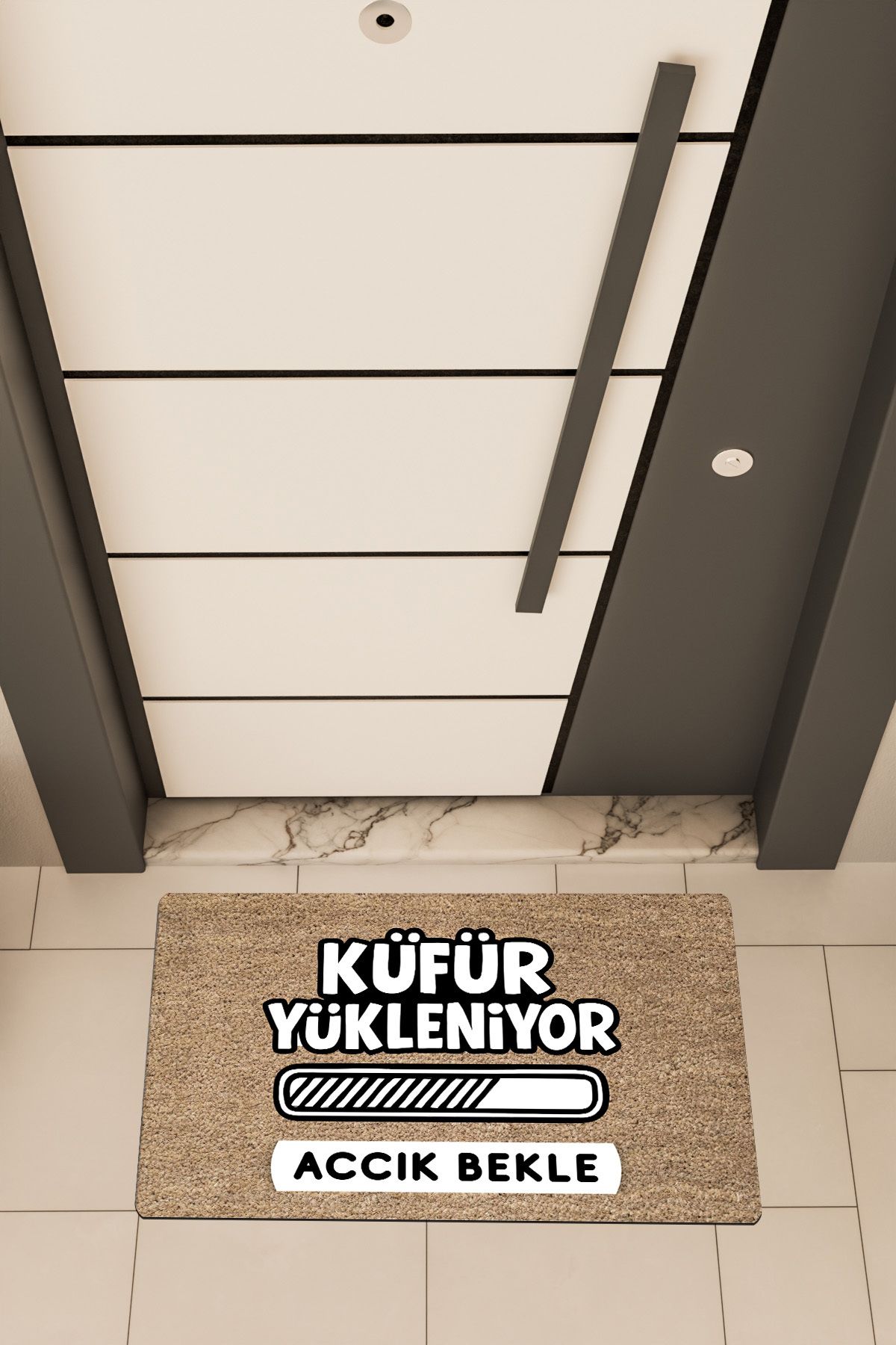 Dormot Home Yüksek Kaliteli Dijital Baskı Kahverengi, Küfür Yükleniyor 2 temalı Kapı Önü Paspası