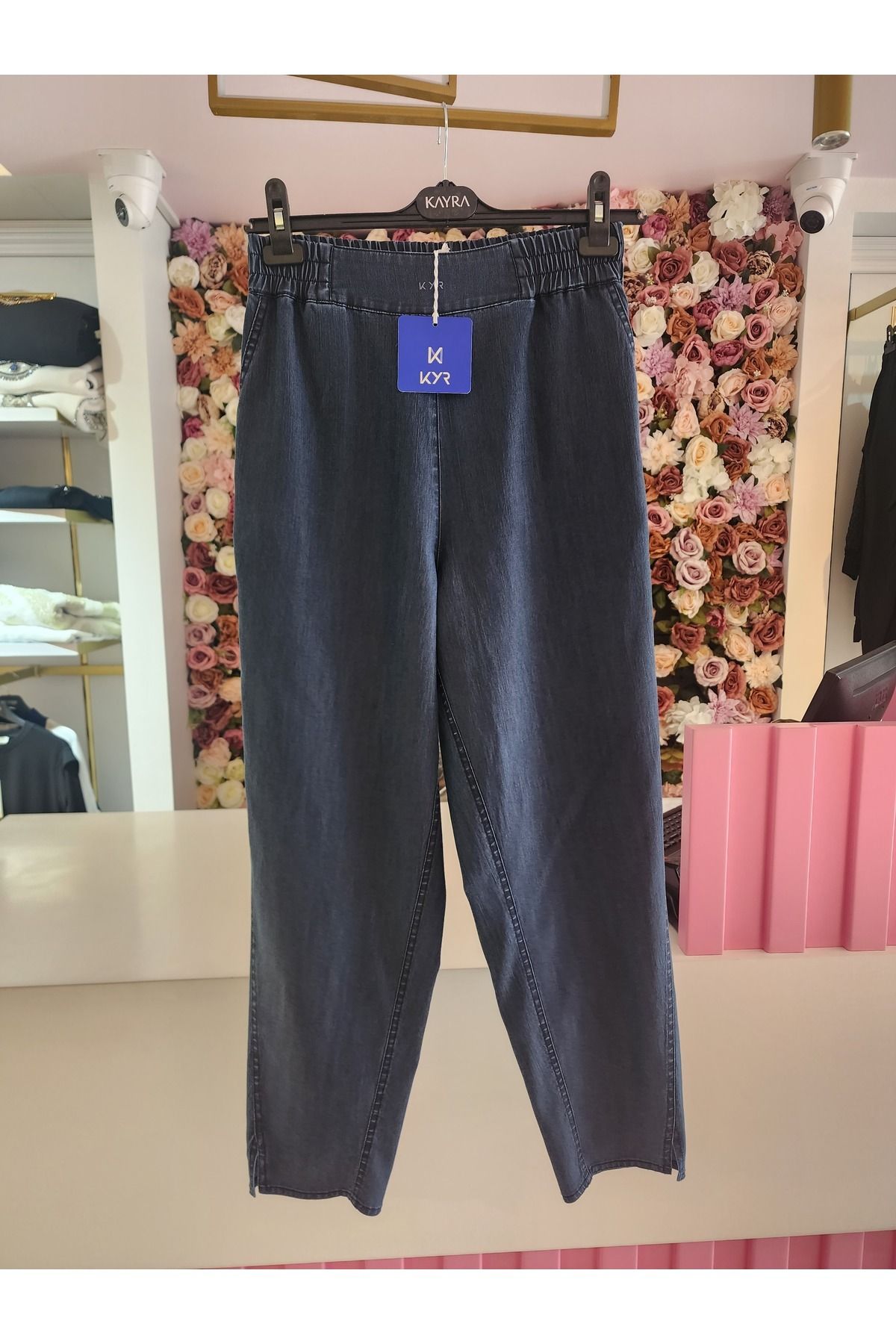 Kayra kadın lacivert beli lastikli pantolon