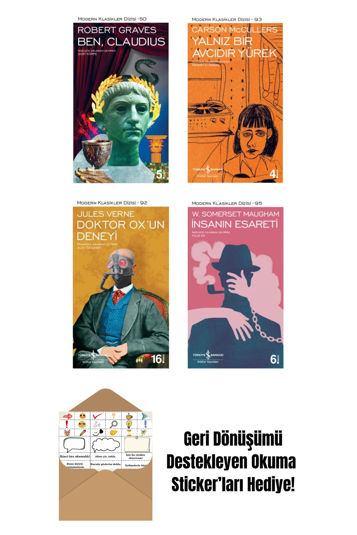 TÜRKİYE İŞ BANKASI KÜLTÜR YAYINLARI Ben, Claudius 4 Kitap Set + Okuma Sticker'ları