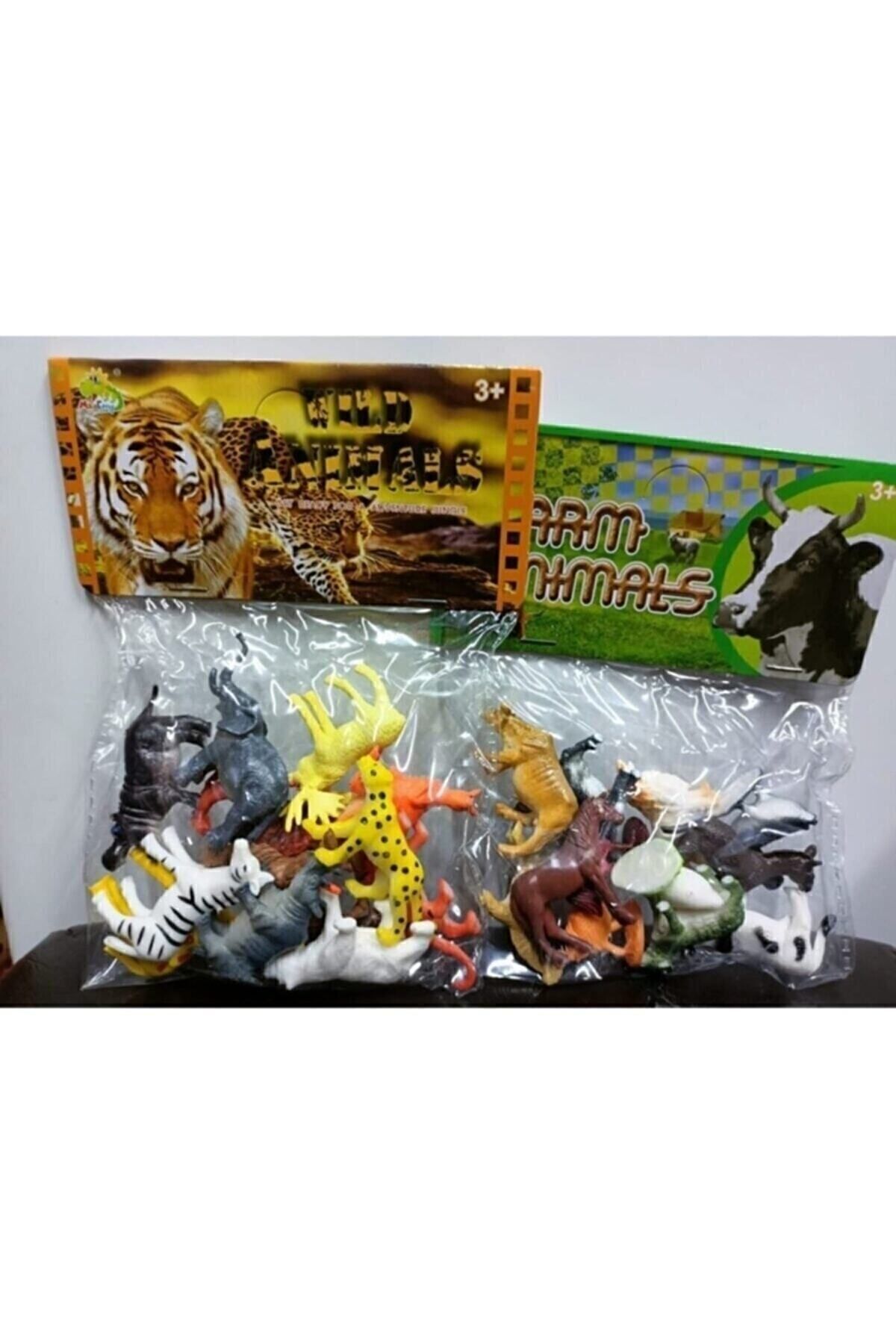 ZEUS_OLİMPOS Oyuncak Plastik Hayvan Setleri 1paket Vahşi Hayvanlar 1paket Çiftlik Hayvanları 2li Set(minik Boyut)