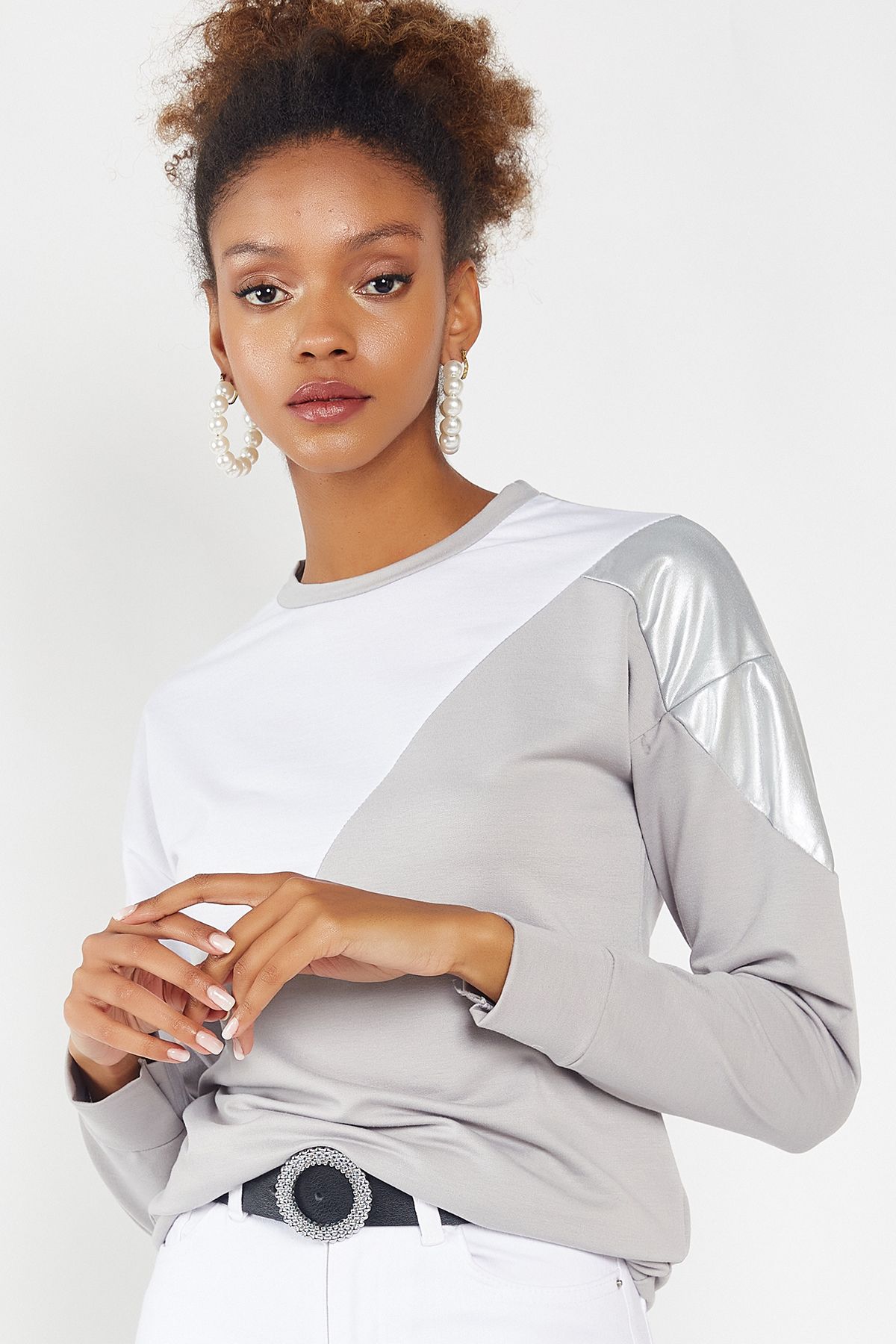 Hopoi Kadın Color Block Sweatshirt