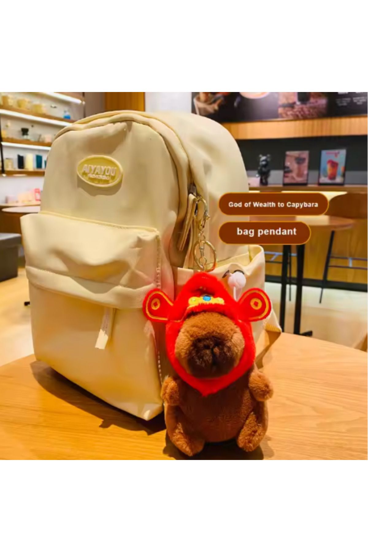 HEY GİDİ GİFT-Lucky Cute Capybara Plush / Soft Inside / Plush Keychain / with Red Mascot Design! 4