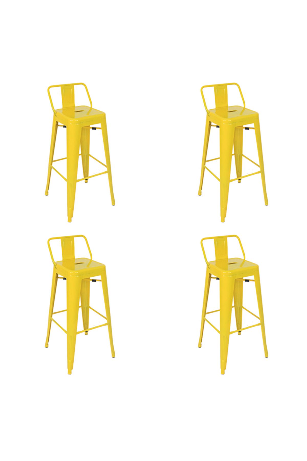 ChairLife Tolix Sırtlı Metal Bar Tabure (4 Adet)
