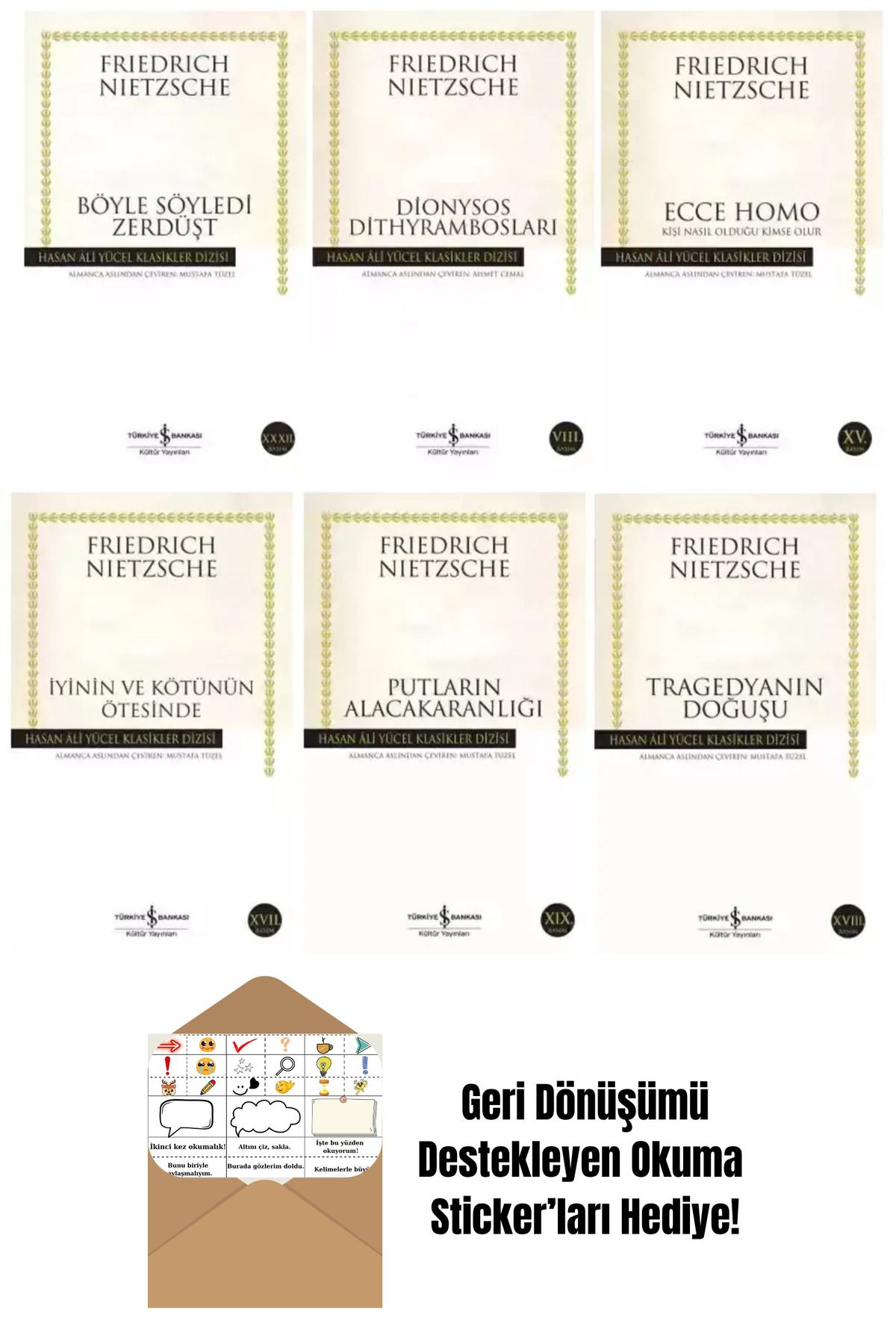 TÜRKİYE İŞ BANKASI KÜLTÜR YAYINLARI Friedrich Nietzsche 6 Kitap Set + Okuma Sticker'ları