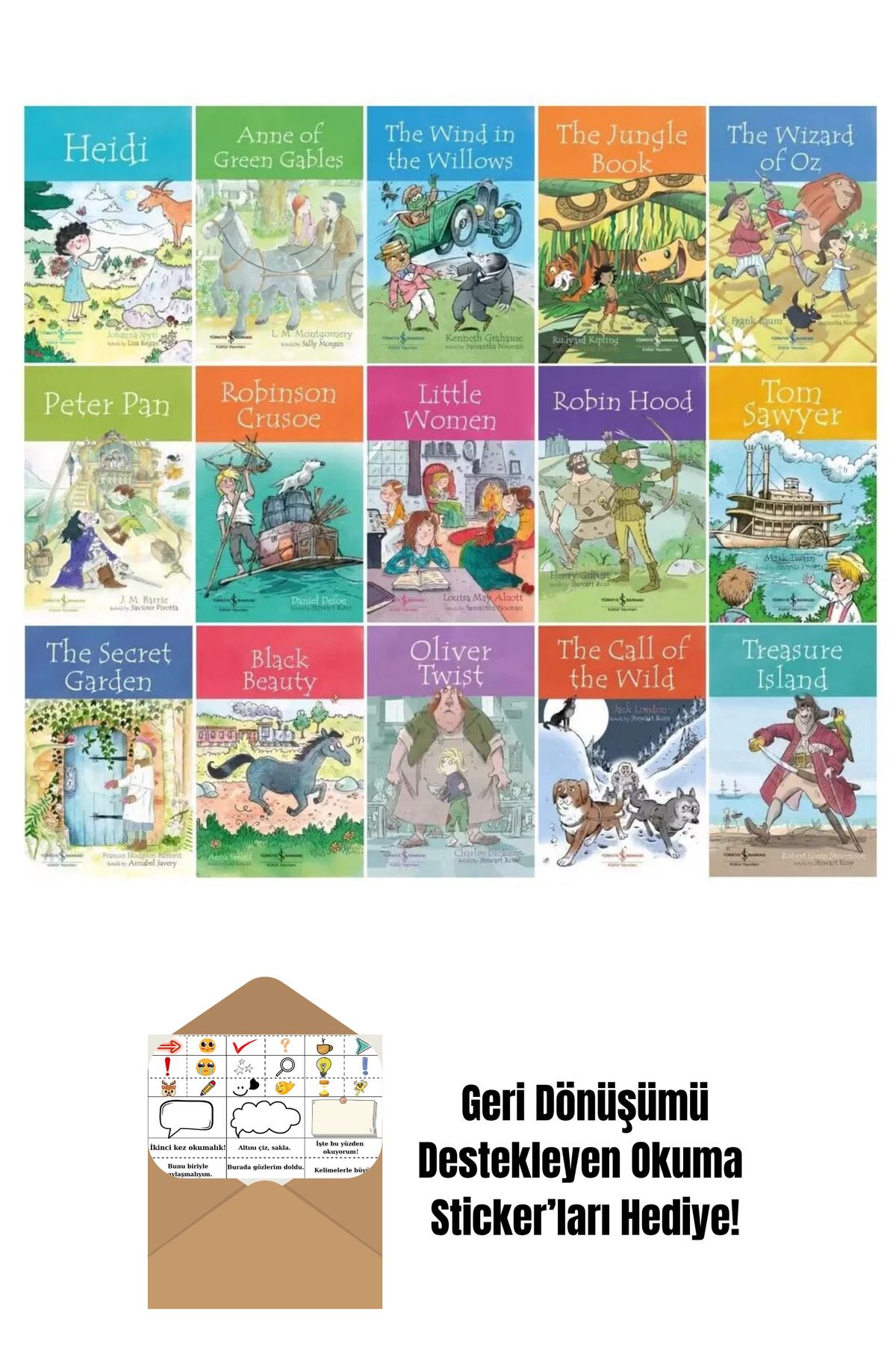 TÜRKİYE İŞ BANKASI KÜLTÜR YAYINLARI İş Bankası İngilizce Çocuk Klasikleri 15 Kitap Set + Okuma Sticker'ları