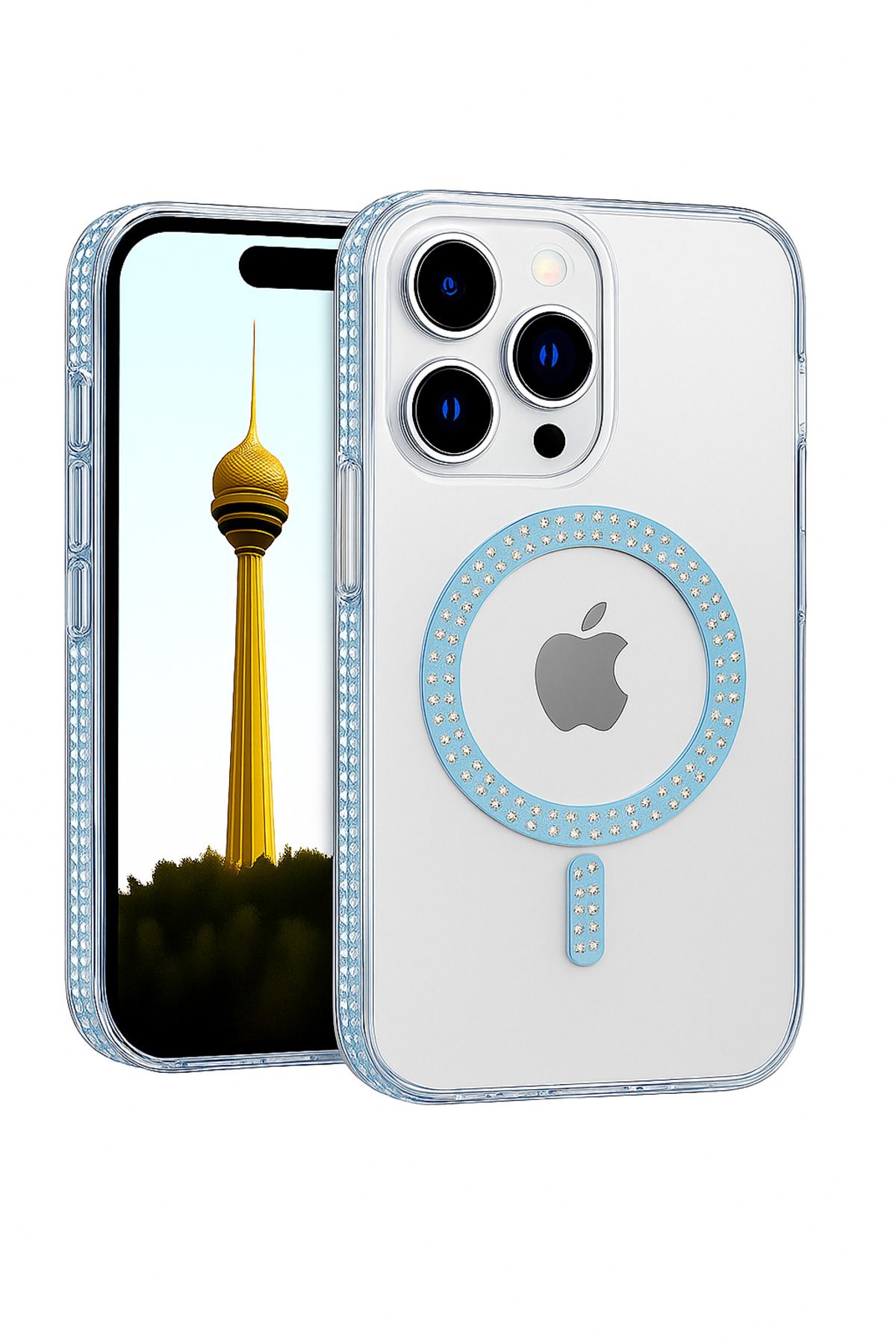 Peeq Stellora iPhone 16 Pro Max Taşlı Lüks Kılıf – Şık & Işıltılı Tasarım