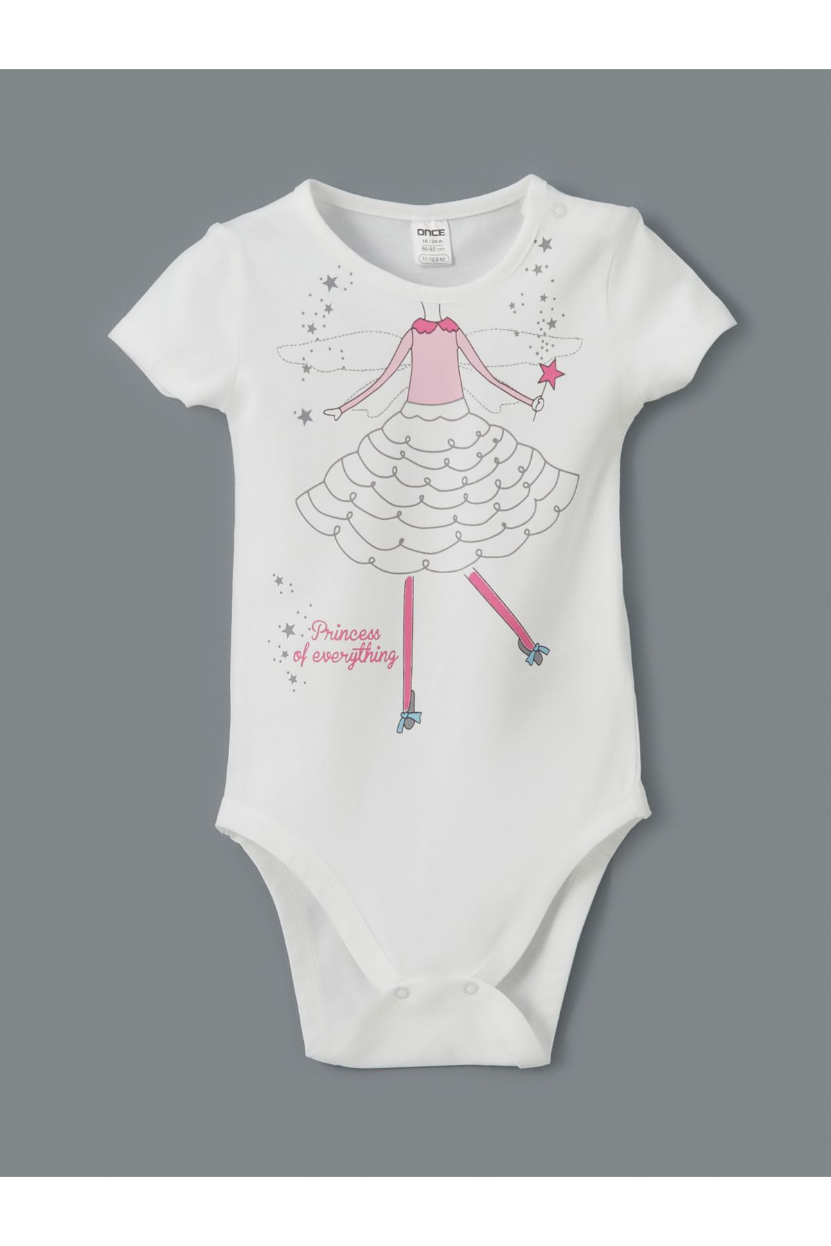 LC Waikiki Bisiklet Yaka Baskılı Kız Bebek Çıtçıtlı Bodysuit