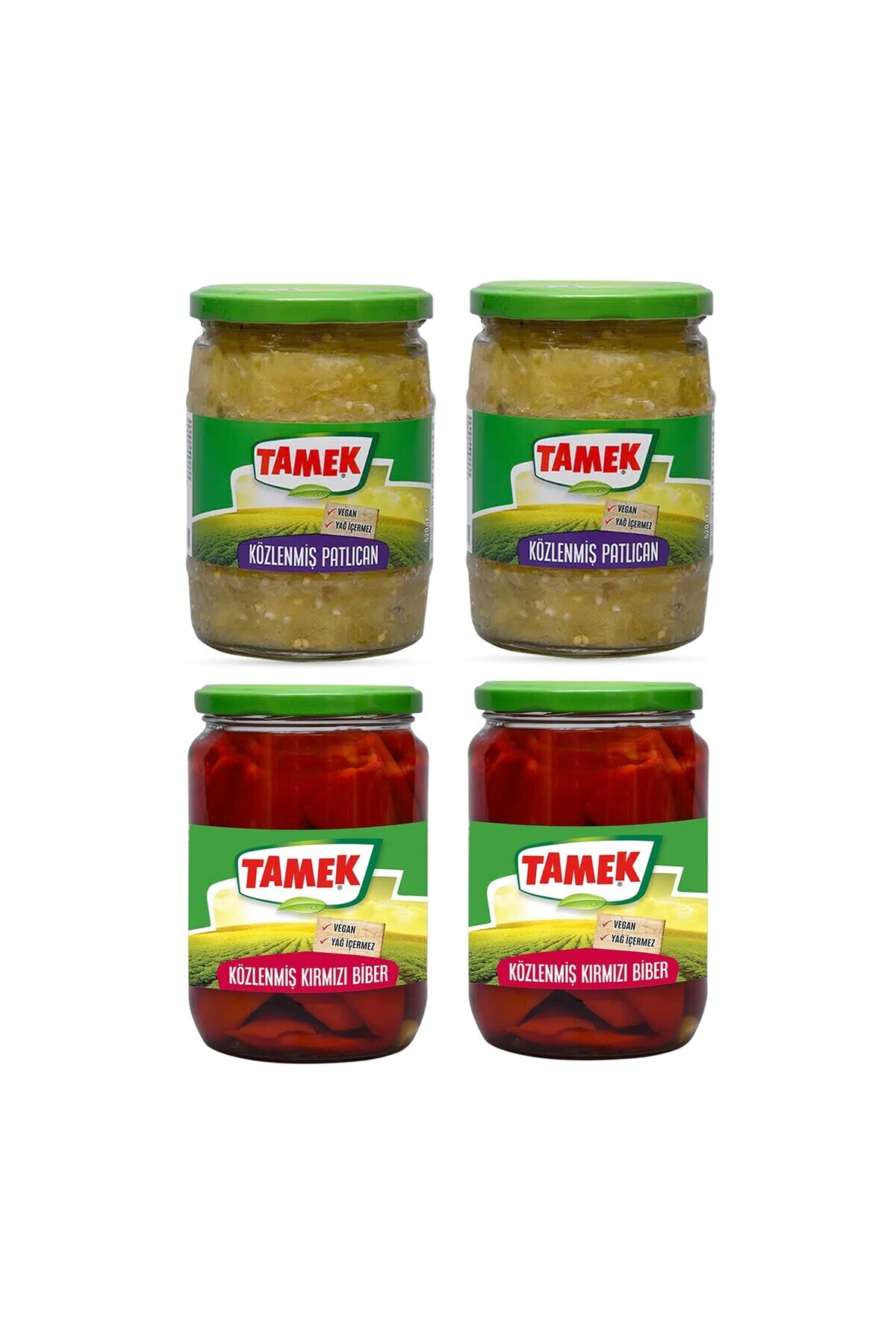 TAMEK Közlenmiş Biber ve Patlıcan Cam Kavanoz 4 lü