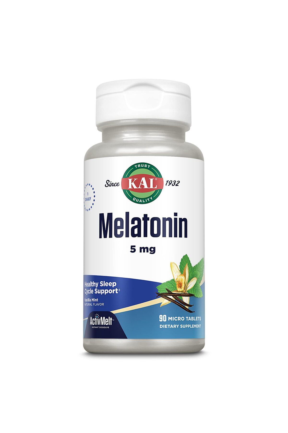 Doctor's Best Melatonin Vanilla Mint 5 Mg, Vitamin B-6 90 Micro Tab Fast Sleep Science-based Active Melt