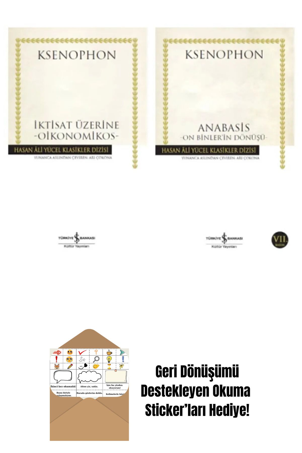 TÜRKİYE İŞ BANKASI KÜLTÜR YAYINLARI Ksenophon 2 Kitap Set + Okuma Sticker'ları