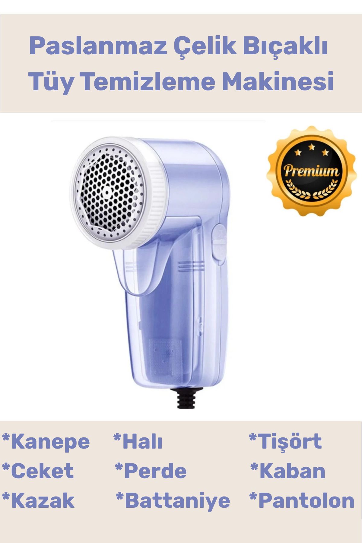 PeraNova Deluxe Şarjlı Kablolu Tiftik Kazak Tüy Toz Takım Elbise Halı Otomatik Mavi Tüy Temizleme Makinesi