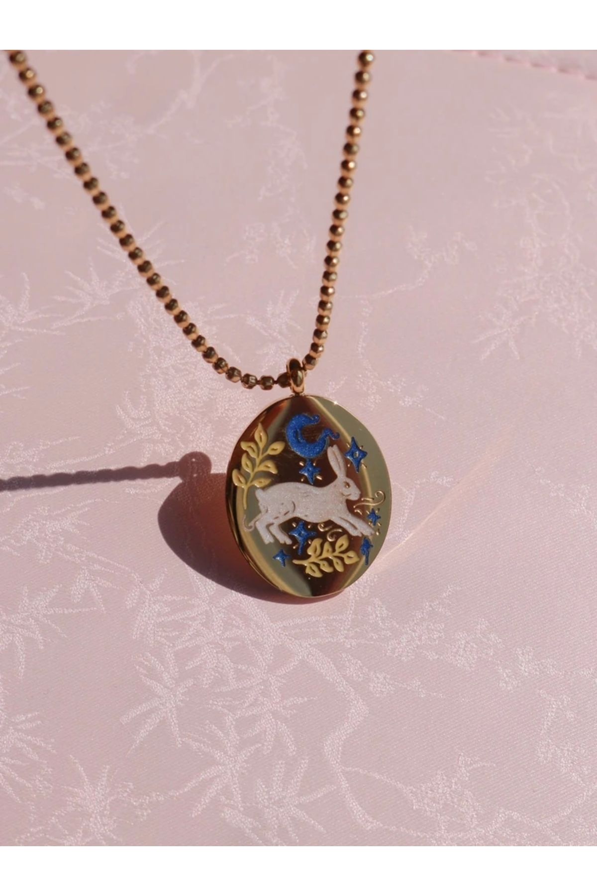 Reorah Collection Vintage Moonlight Bunny Çelik Kolye