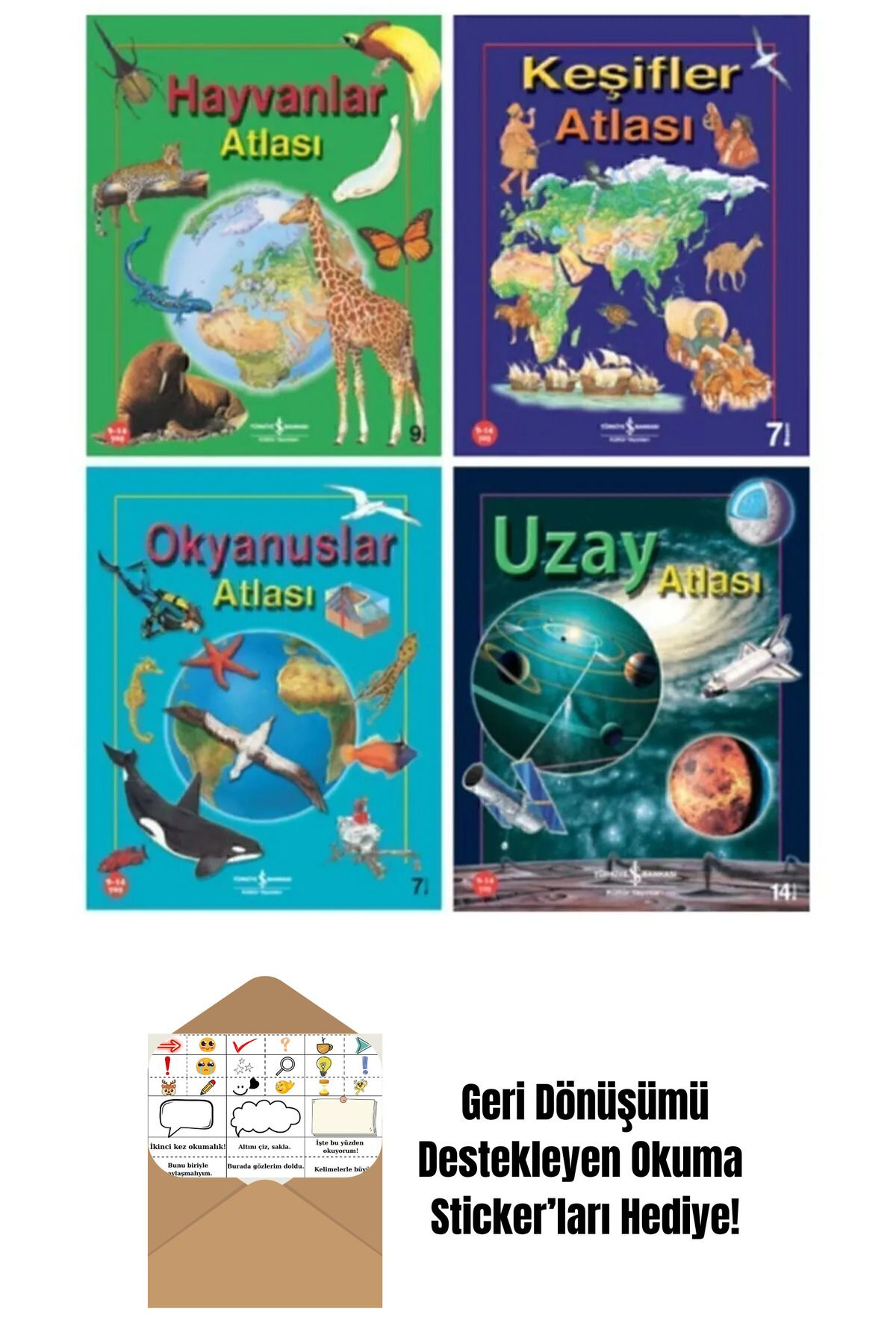 TÜRKİYE İŞ BANKASI KÜLTÜR YAYINLARI Uzay Atlası 4 Kitap Set + Okuma Sticker'ları