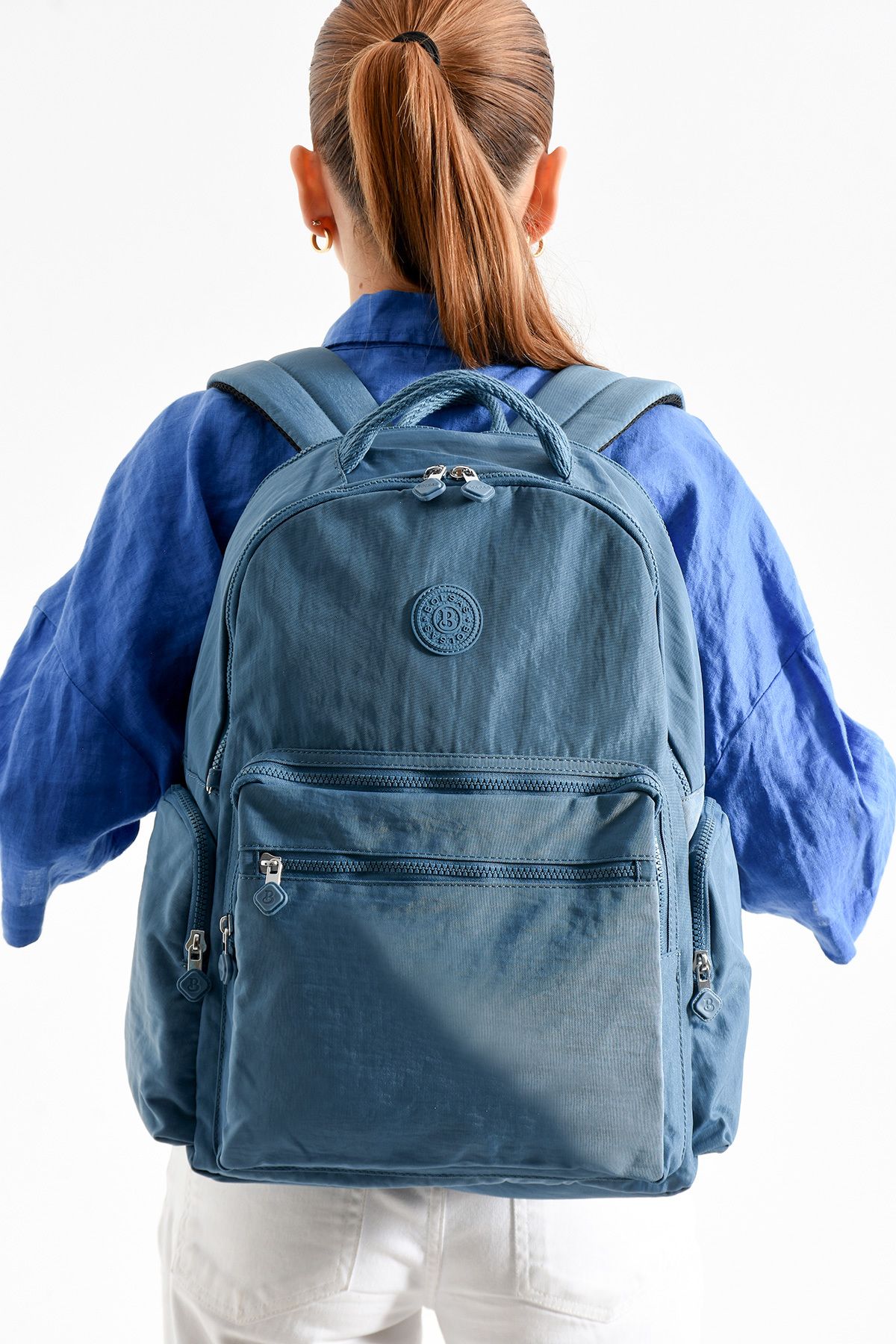 Just Polo Unisex Su geçirmez ithal krinkıl Kumaş Laptop Bölmeli Okul İş ve Seyahat Sırt Çantası