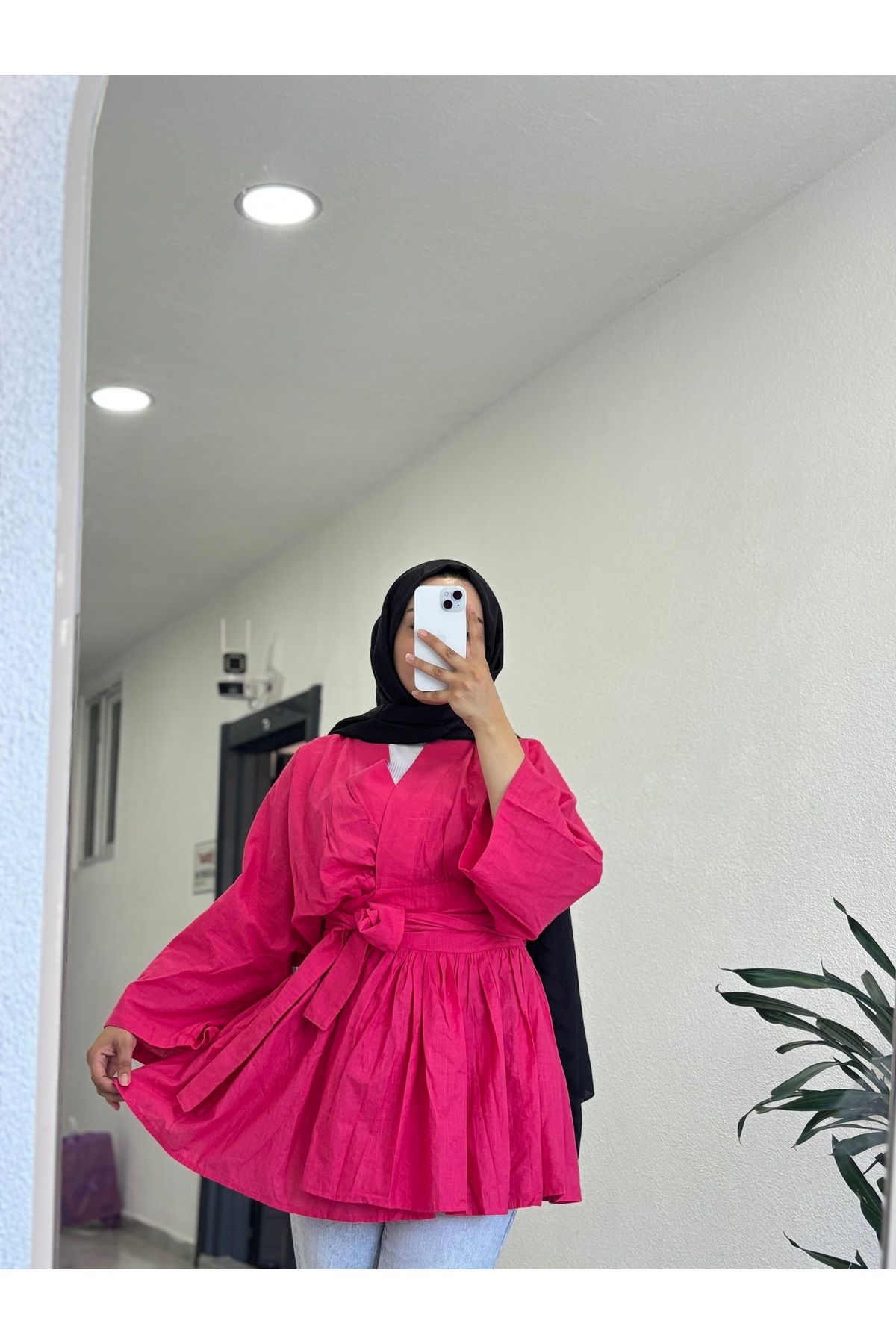 Yaren Kruvaze Belden Kuşaklı Kimono Gömlek