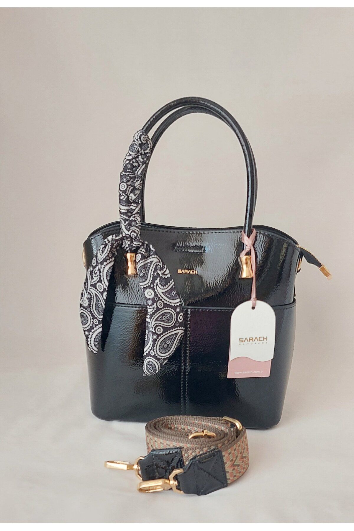 SARACH 252AA102 Model Sarach Marka Siyah Rugan Renk El ve Omuz Çantası