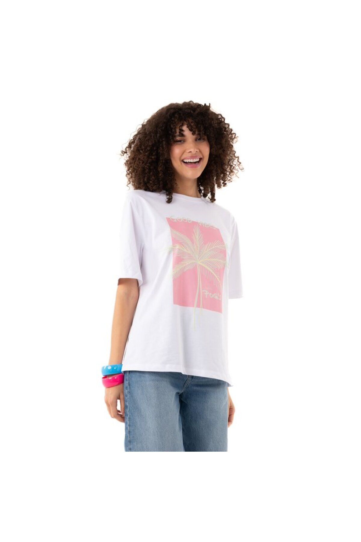 POG'S Good Vibes Overisize Beyaz T-Shirt