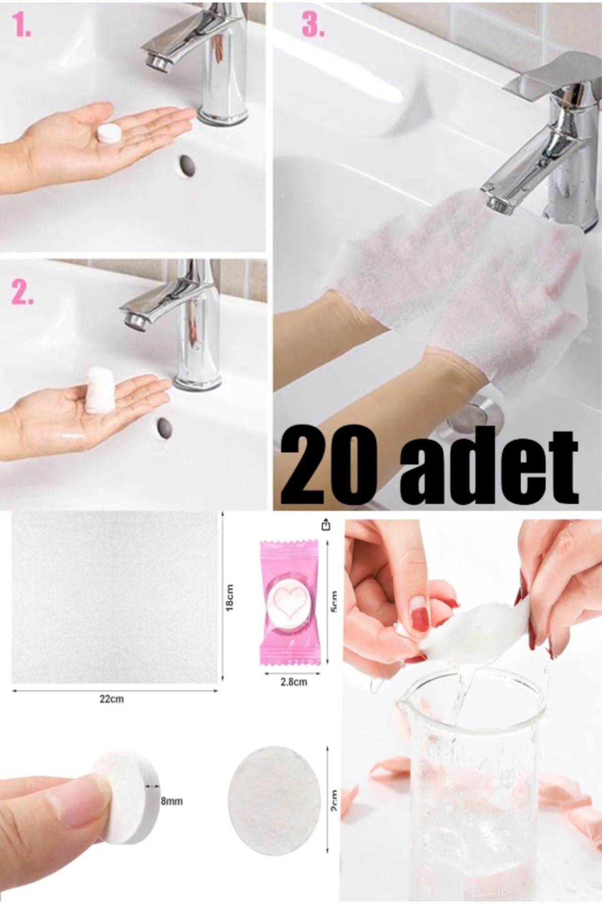 TUMU LIFE 20 Adet Sıkıştırılmış Seyahat Havlusu