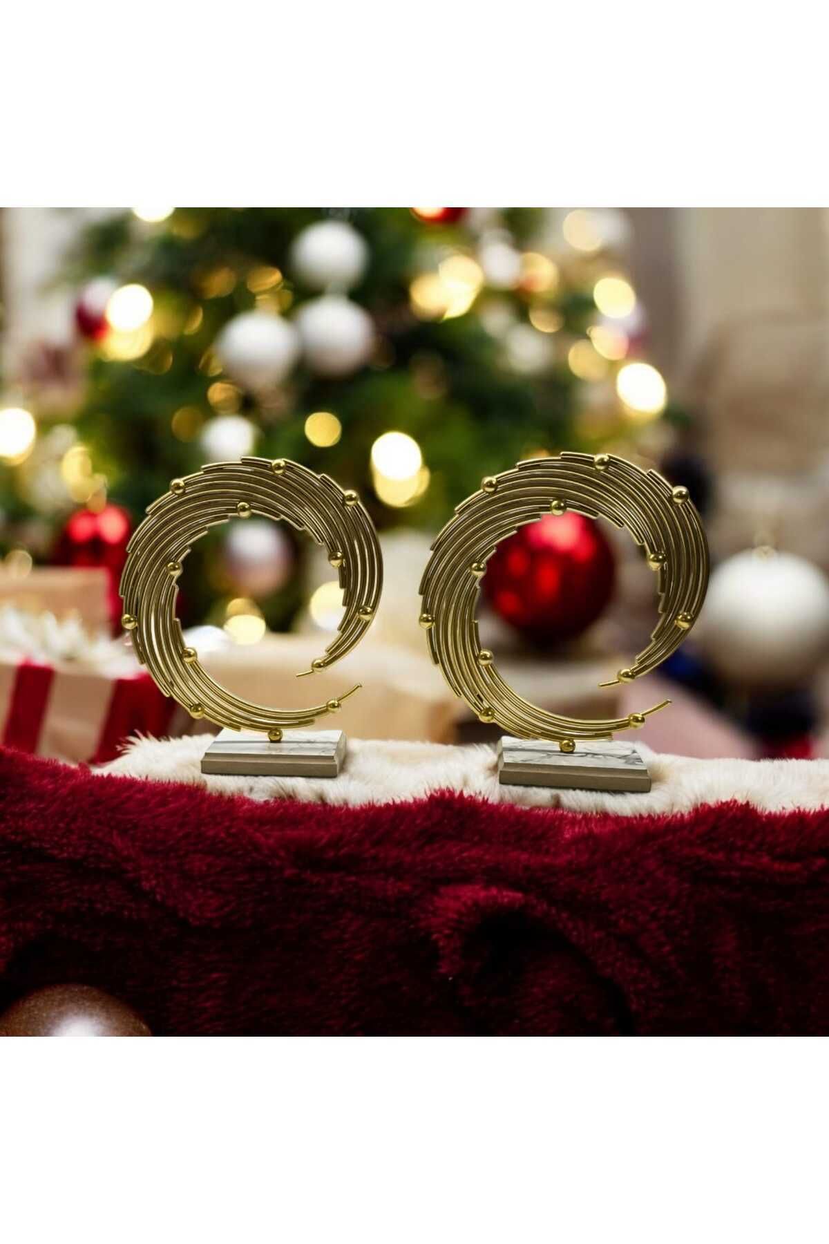 DEKORANLA 2'li Gold Metalize Rüzgar Gülü Dekoratif Obje, Ev ve Ofis Şıklığı