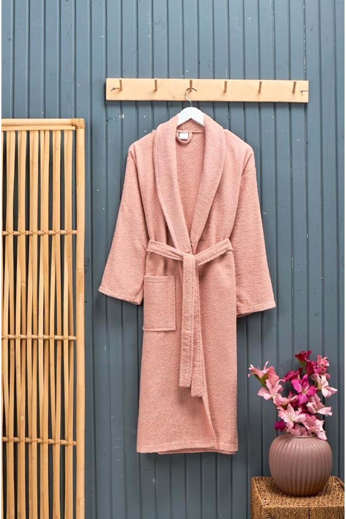 polo life Kutulu %100 Pamuk Tek Bornoz Şalyaka-Şeftali (XXL Beden)