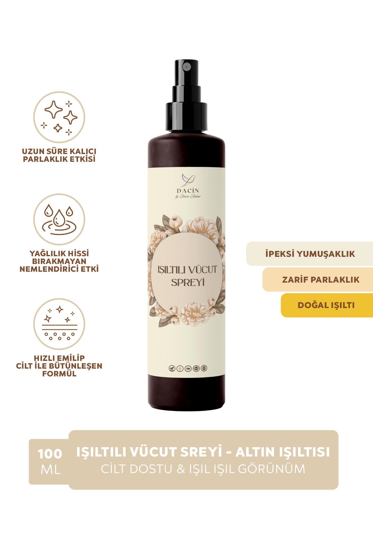 Dacin by Büşra Bakan Işıltılı Vücut Spreyi | Uzun Süre Kalıcı Parıltı ve Ferahlık 100 ml