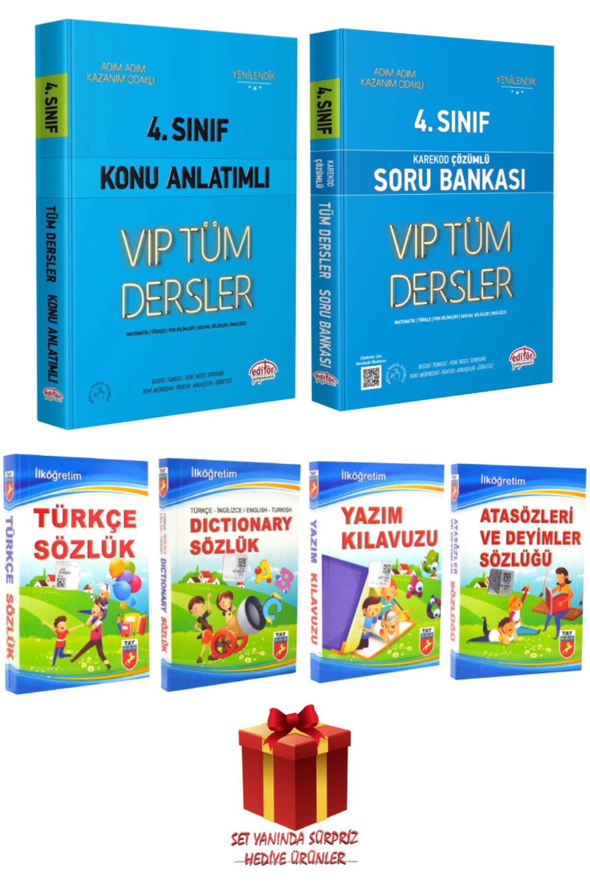 Editör Yayınevi 4.Sınıf Konu Anlatımı+Soru Bankası+İngilizce Türkçe+Türkçe+Atasözleri Deyimler Sözlük+Yazım Kılavuzu