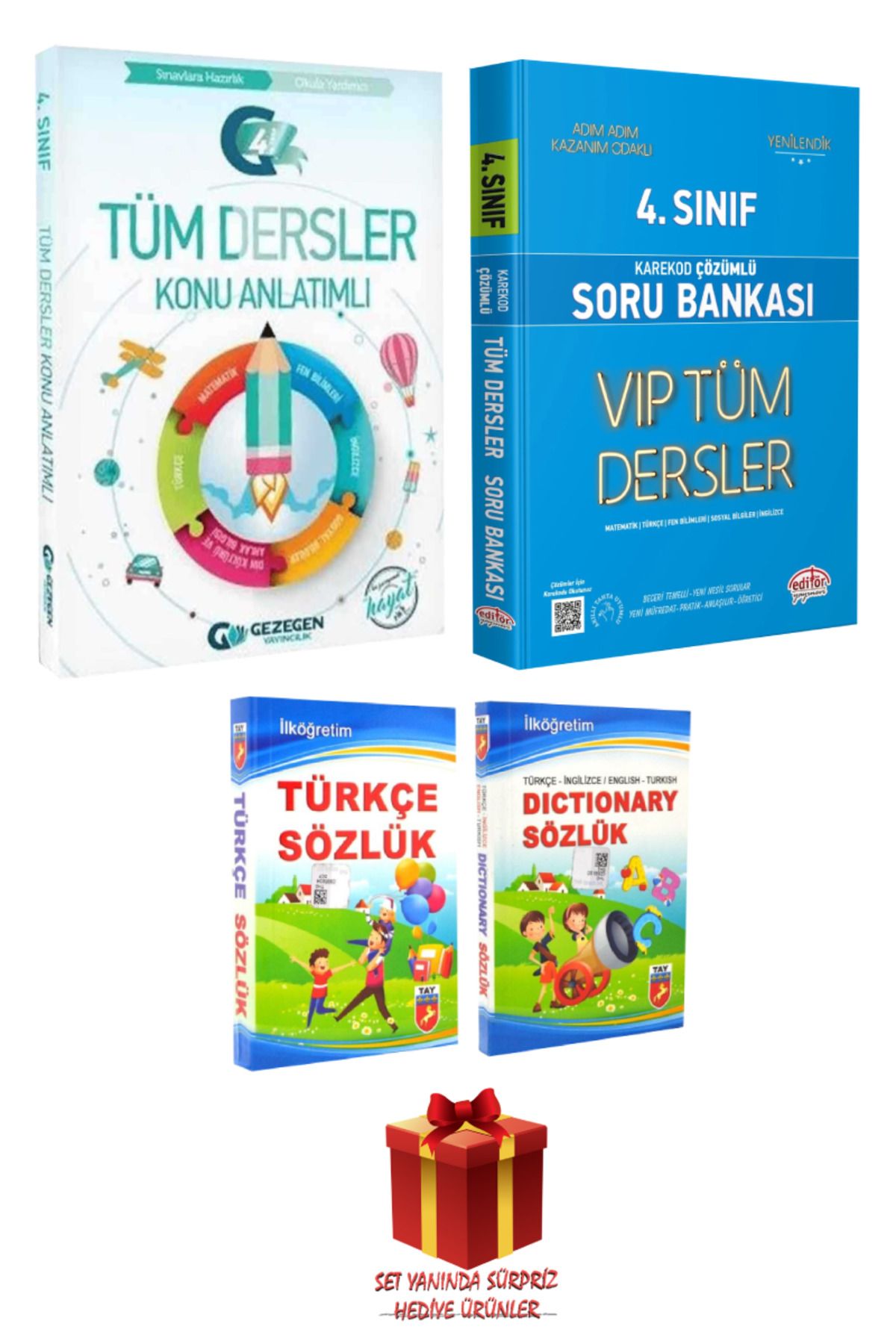 Gezegen Yayıncılık 4. Sınıf Tüm Dersler Konu Anlatımı+ Soru Bankası+ İngilizce Türkçe Sözlük+ Türkçe Sözlük+ Hediye