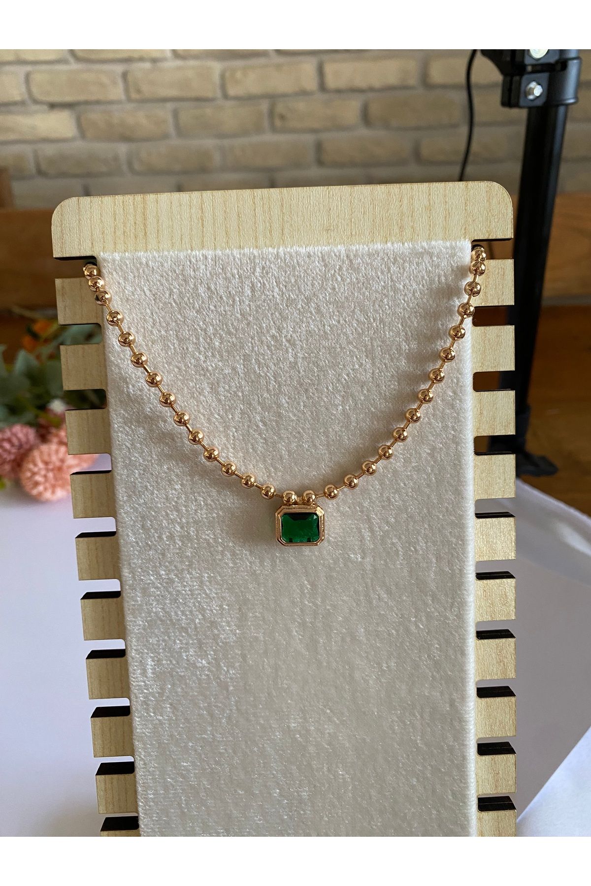 Lorinya Butik Büyük Taşlı Zirkon Çelik Kolye
