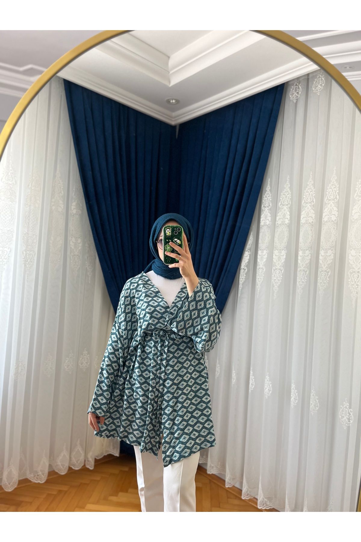tesettürgiyim Kadın Kuşaklı Etro Desen Kimono