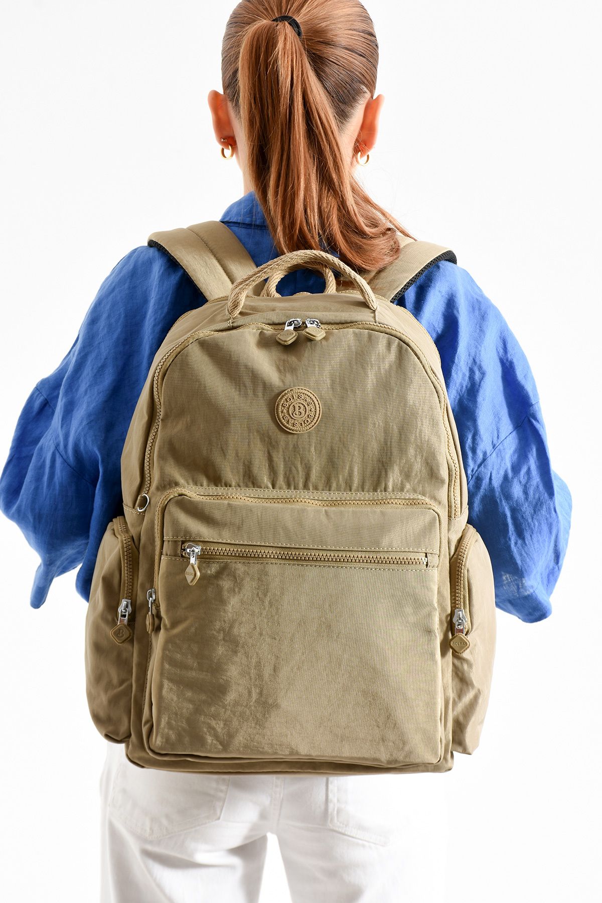 Just Polo Unisex Su geçirmez ithal krinkıl Kumaş Laptop Bölmeli Okul İş ve Seyahat Sırt Çantası