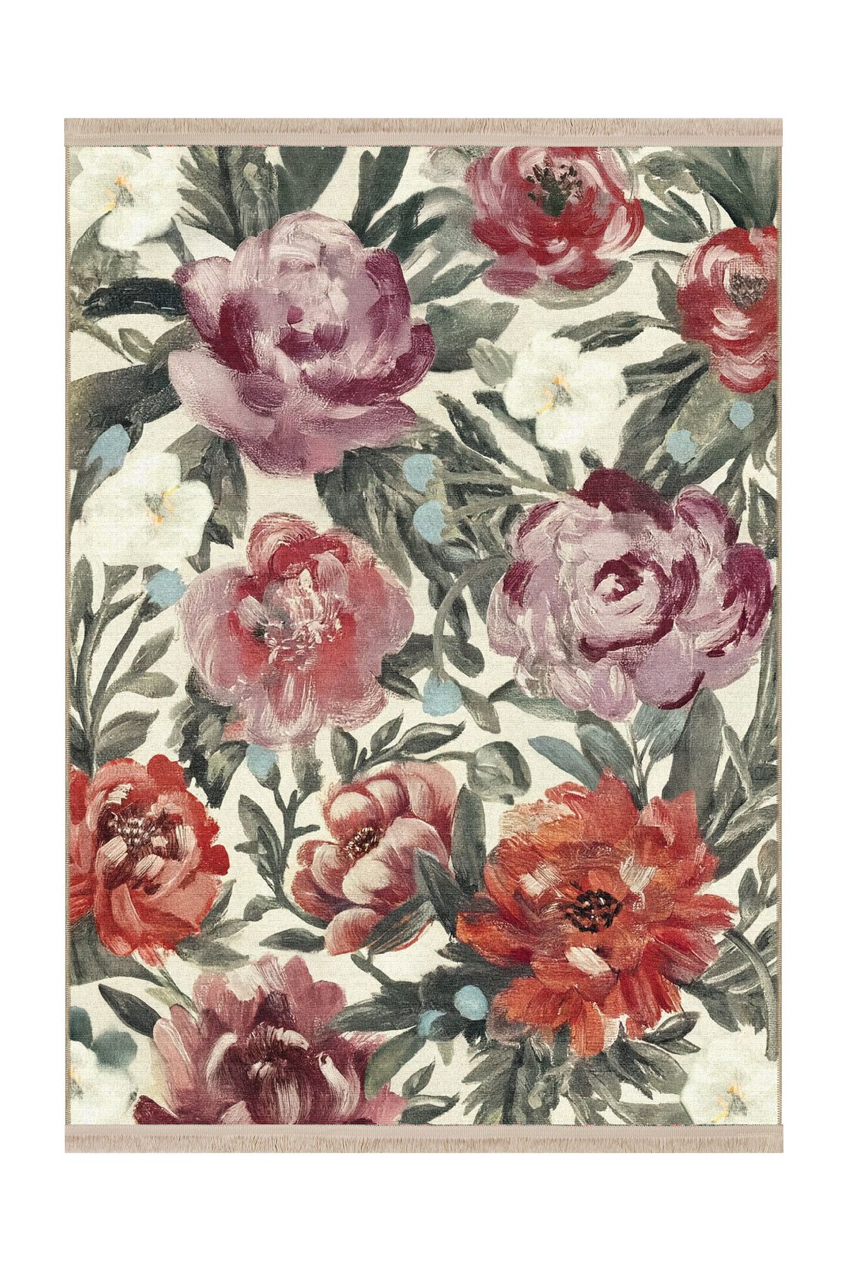 Rugs Modern Halı Mottos Koleksiyonu Çok Renkli Pastel Tonlu Çiçekler Desenli Dokuma Taban Dekoratif Halı mottos11