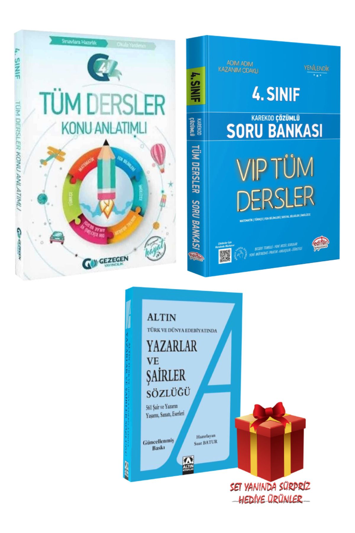 Gezegen Yayıncılık 4. Sınıf Tüm Dersler Konu Anlatımı+ VIP Tüm Dersler Soru Bankası+ Yazarlar ve Şairler Sözlüğü+Hediye