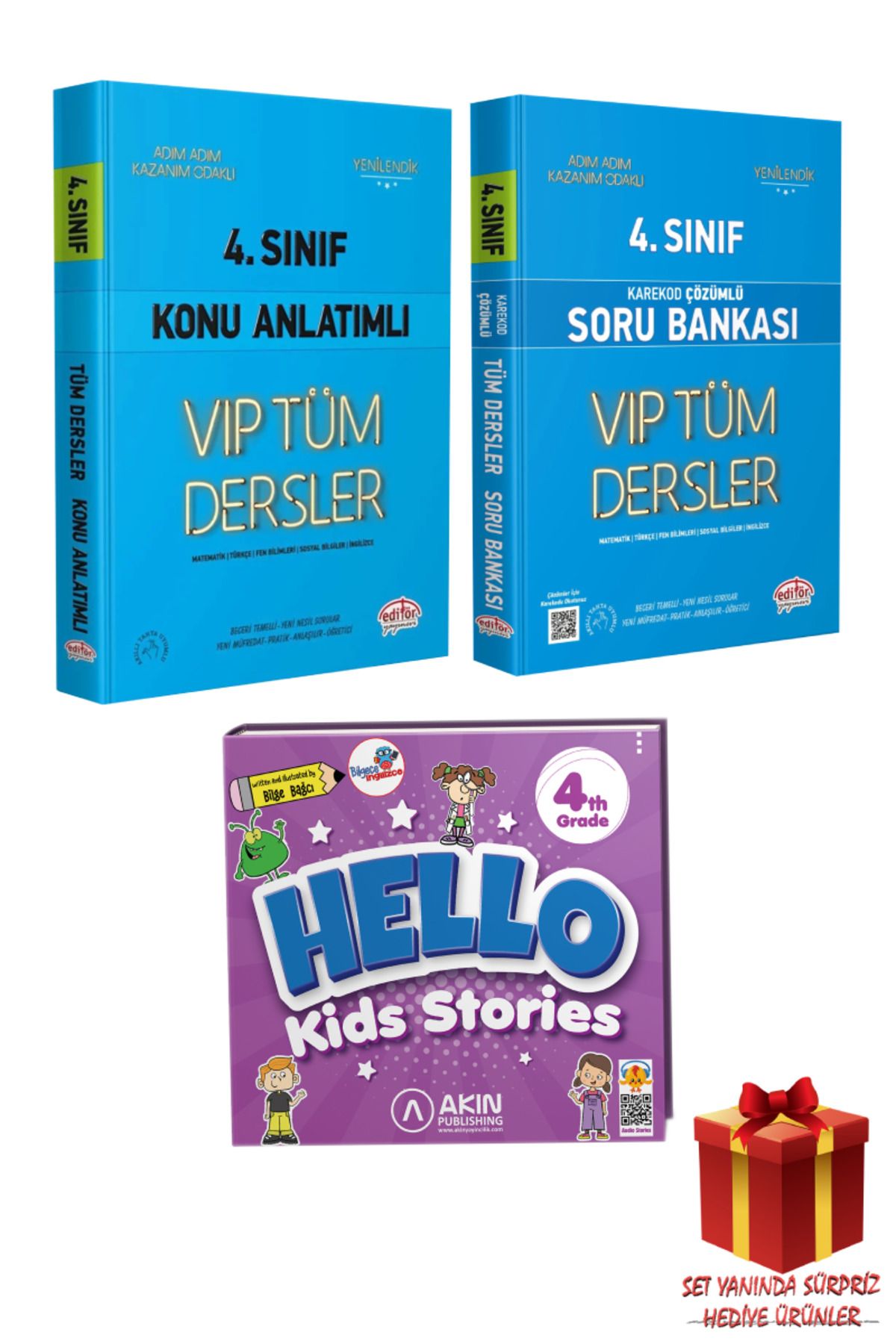 Editör Yayınevi 4. Sınıf VIP Tüm Dersler Konu Anlatımı+ Soru Bankası+ Hello Kids Stories 10 İngilizce Hikaye+ Hediye