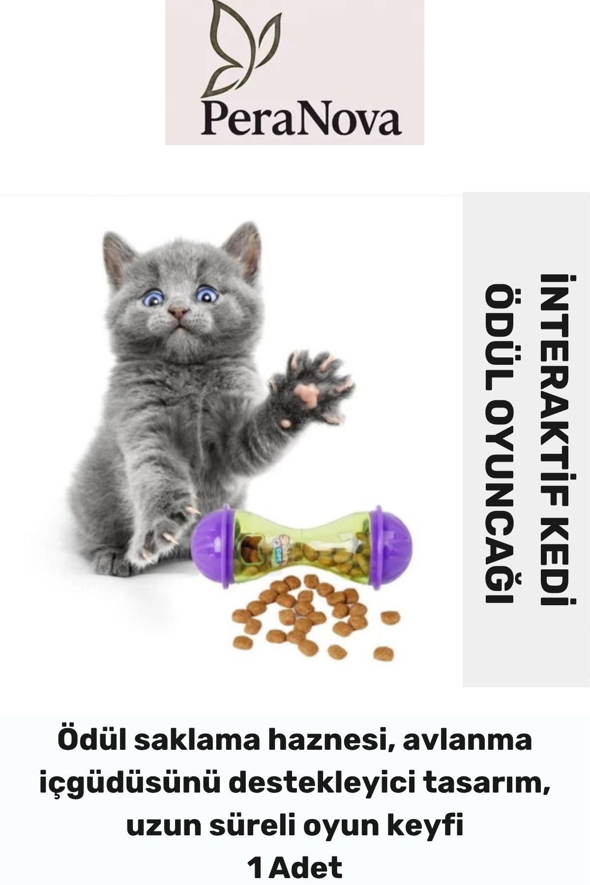 PeraNova Özel Seri Dayanıklı Küçük Boy Saklama Hazneli İnteraktif İçgüdüsel Avlanma Kedi Ödül Mamalı Oyuncak